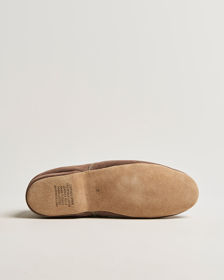 Homme | Derek Rose Crawford Sheepskin Suede Slippers Beige | Derek Rose | Crawford Sheepskin Suede Slippers Beige