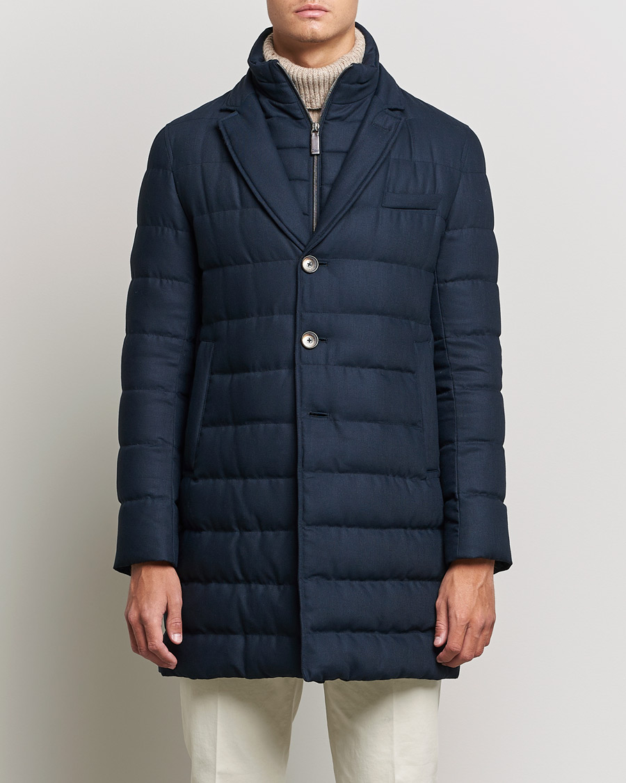 Homme | Manteaux Et Vestes | Herno | Flannel Down Coat Navy
