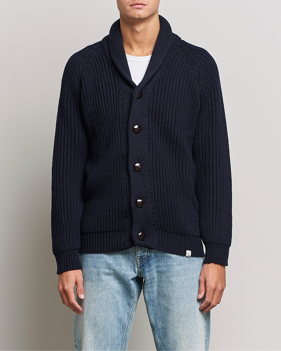 Homme | Pulls Et Tricots | Peregrine | Wilkinson Ribbed Wool Cardigan Navy
