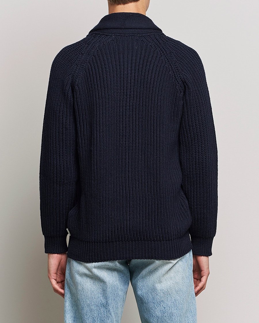 Homme | Pulls Et Tricots | Peregrine | Wilkinson Ribbed Wool Cardigan Navy