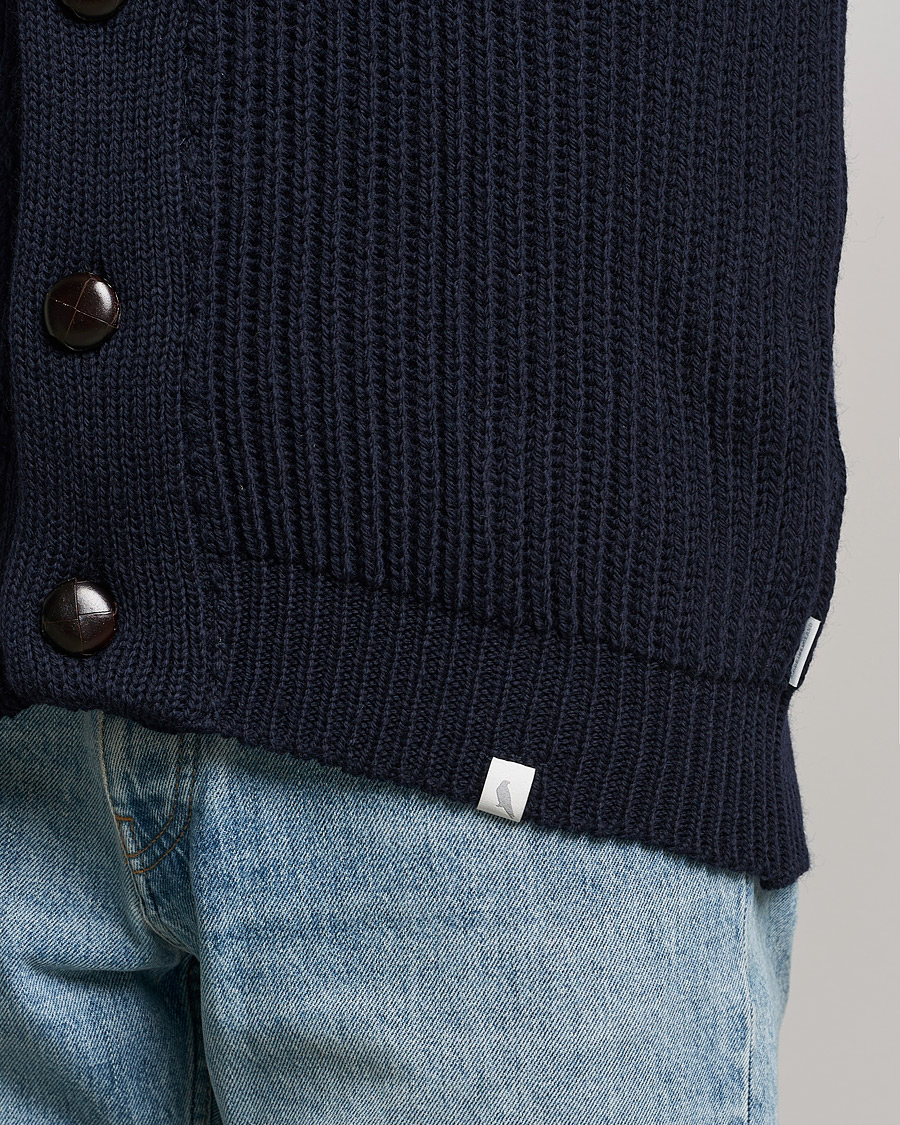 Homme | Pulls Et Tricots | Peregrine | Wilkinson Ribbed Wool Cardigan Navy