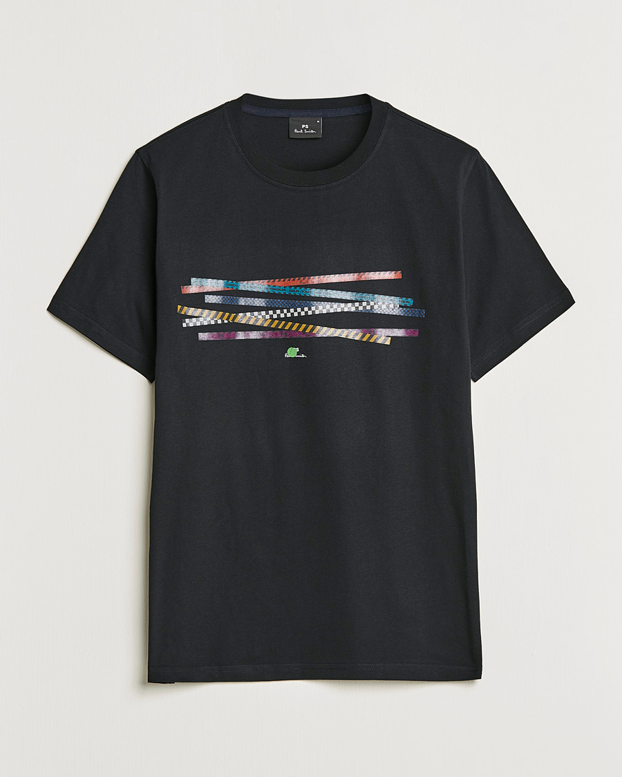 Heren | T-shirts | PS Paul Smith | Tapes Cotton T-Shirt Black