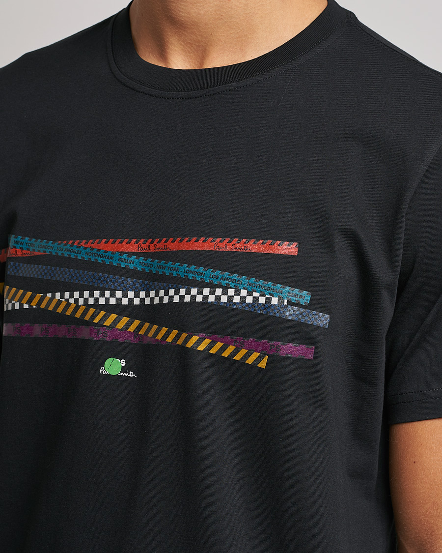 Heren | T-shirts | PS Paul Smith | Tapes Cotton T-Shirt Black