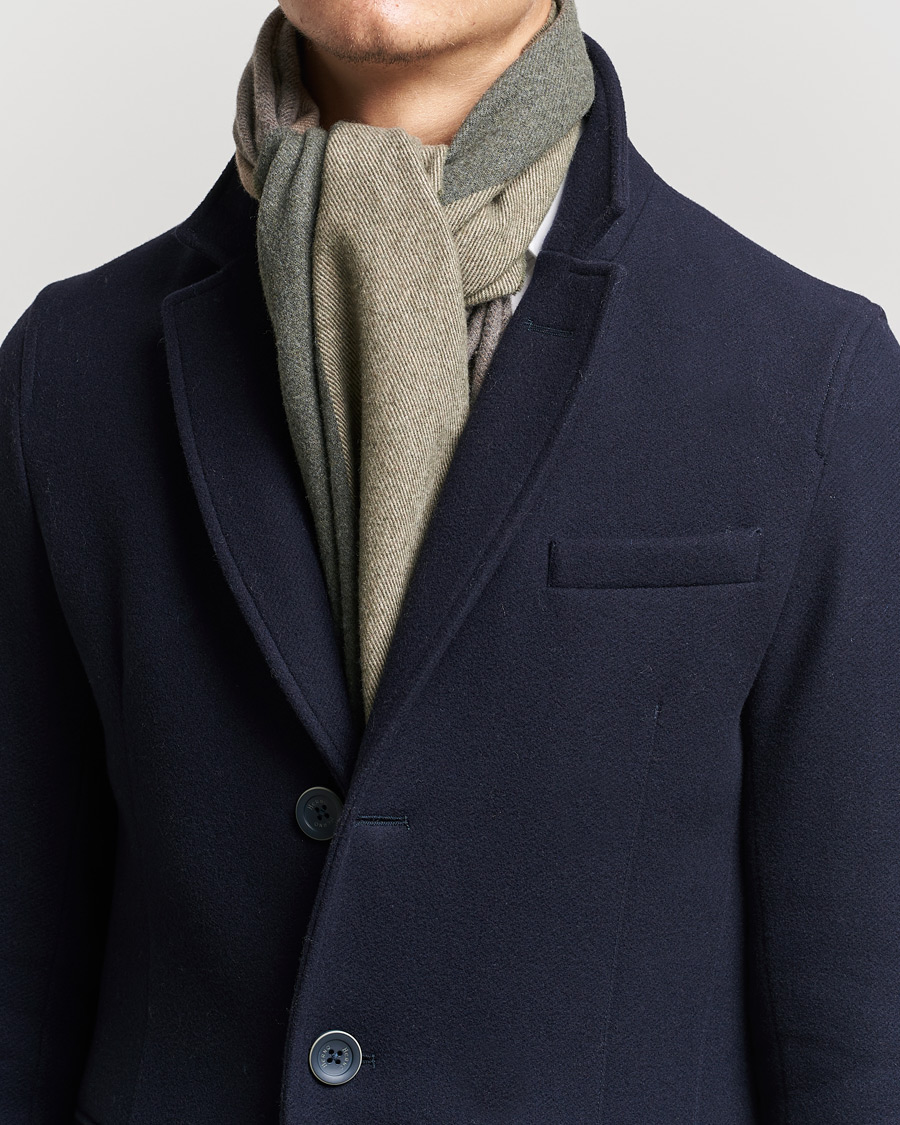 Homme | Begg & Co Brook Recycled Cashmere/Merino Scarf Dark Olive | Begg & Co | Brook Recycled Cashmere/Merino Scarf Dark Olive