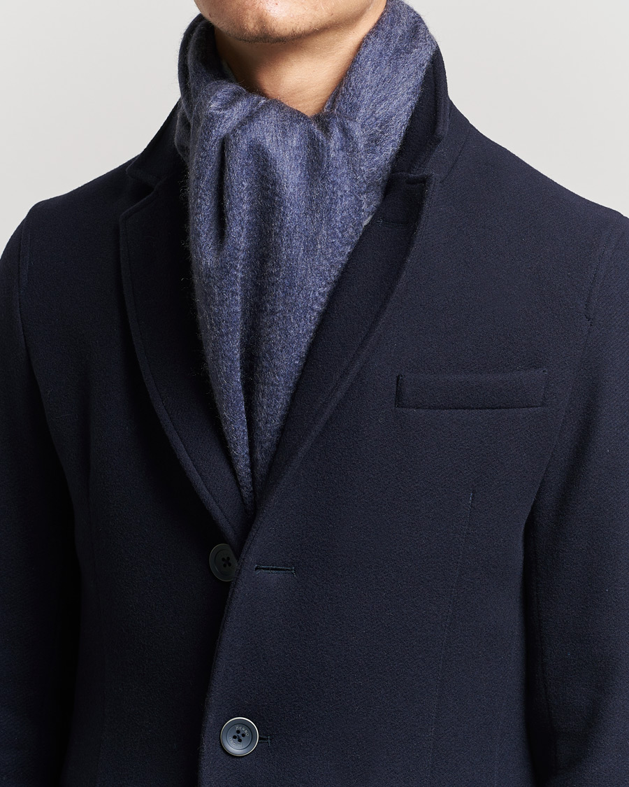 Homme | Begg & Co Arran Reversible Cashmere Scarf Navy/Grey | Begg & Co | Arran Reversible Cashmere Scarf Navy/Grey
