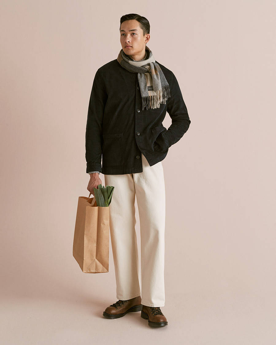Homme | Begg & Co Arran Checked Cashmere Scarf Charcoal Camel | Begg & Co | Arran Checked Cashmere Scarf Charcoal Camel