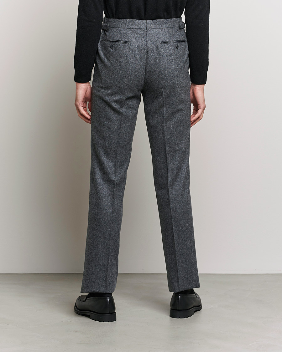 Heren | Broeken | Beams F | Pleated Flannel Trousers Dark Grey