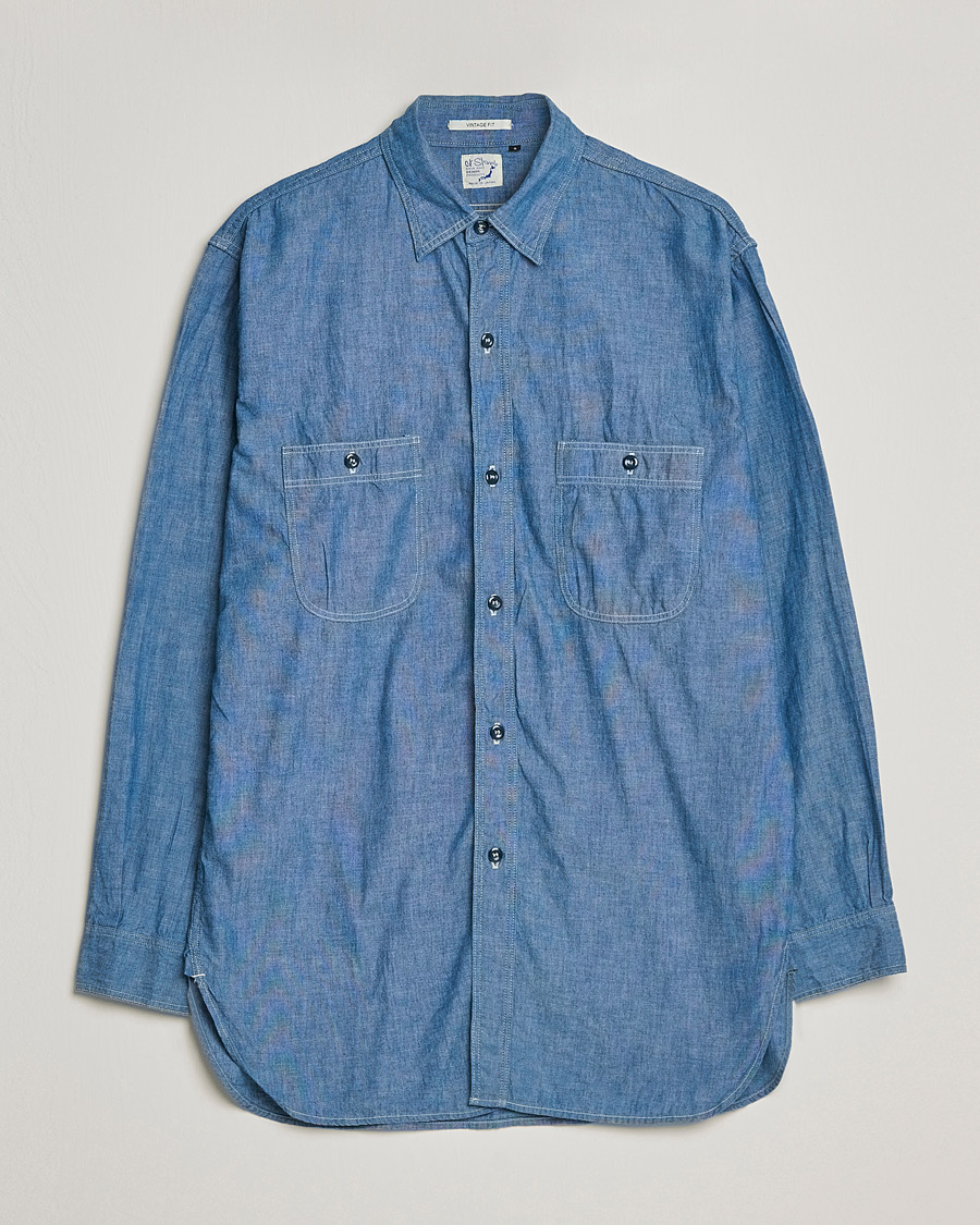 Heren | Overhemden | orSlow | Chambray Work Shirt Light Blue
