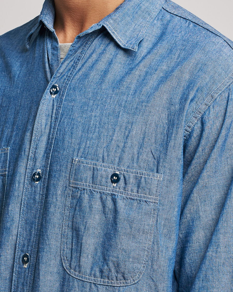 Heren | Overhemden | orSlow | Chambray Work Shirt Light Blue