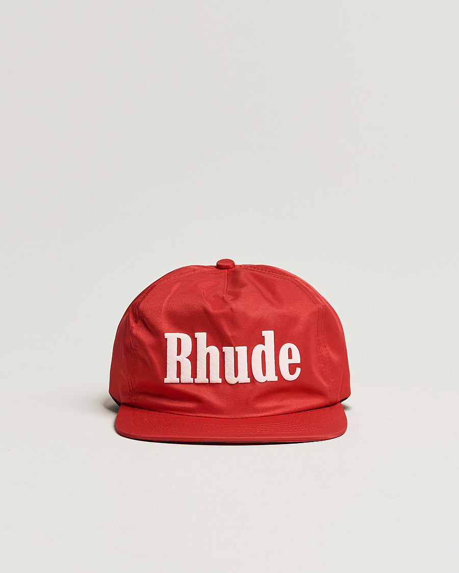 Heren | Rhude Satin Logo Cap Red/White | Rhude | Satin Logo Cap Red/White