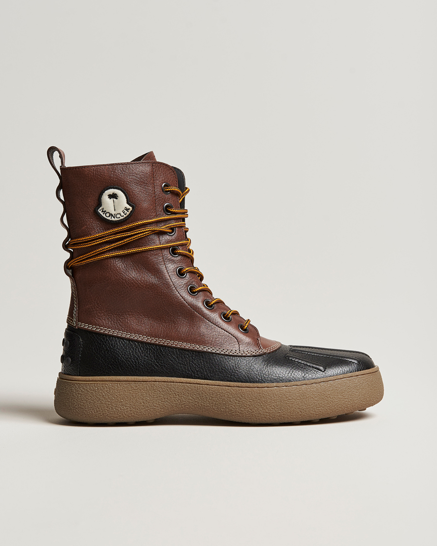 Homme | 8 Moncler Genius Palm Angels Winter Gommino Leather Boots Dark Brown | Moncler Genius | 8 Palm Angels Winter Gommino Leather Boots Dark Brown