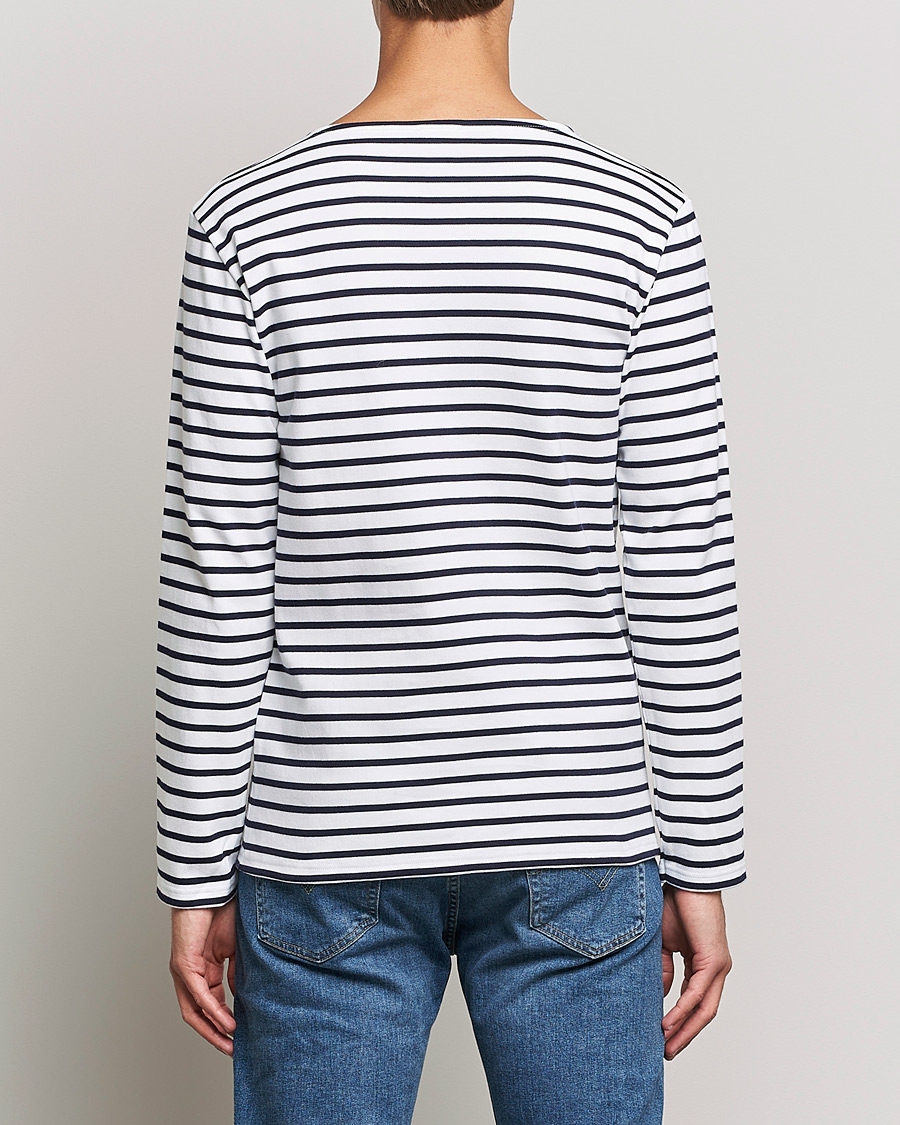 Heren | T-shirts | Armor-lux | Houat Héritage Stripe Long Sleeve T-Shirt White/Navy