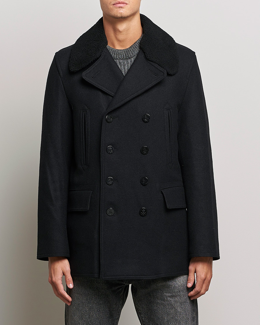Homme | Manteaux Et Vestes | Gloverall | Churchill Reefer Shearling Peacoat Black