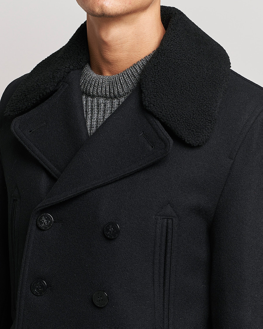 Homme | Manteaux Et Vestes | Gloverall | Churchill Reefer Shearling Peacoat Black