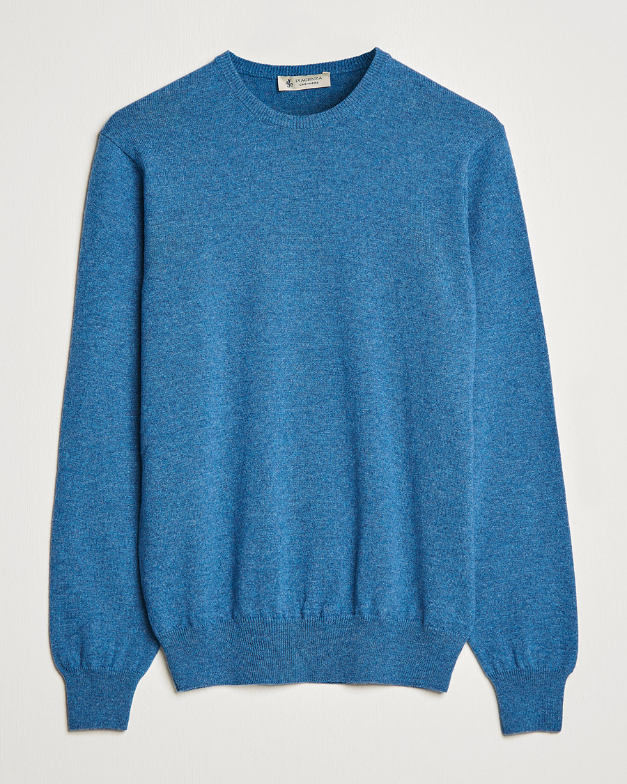 Heren | Truien | Piacenza Cashmere | Cashmere Crew Neck Sweater Light Blue