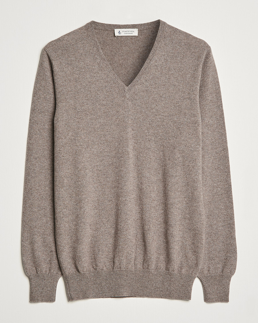 Heren | Truien | Piacenza Cashmere | Cashmere V Neck Sweater Brown