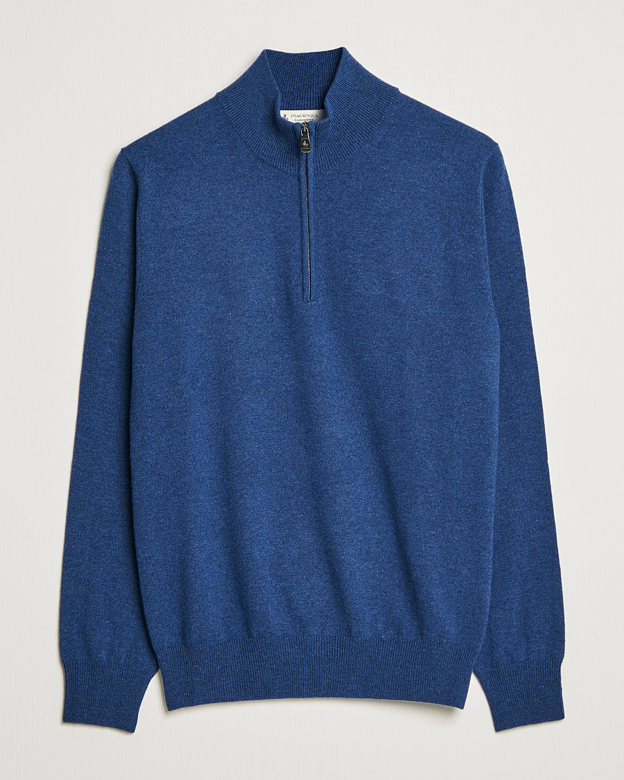 Homme | Pulls Et Tricots | Piacenza Cashmere | Cashmere Half Zip Sweater Indigo Blue