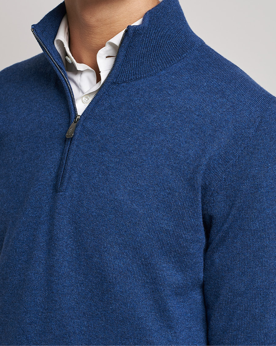 Homme | Pulls Et Tricots | Piacenza Cashmere | Cashmere Half Zip Sweater Indigo Blue