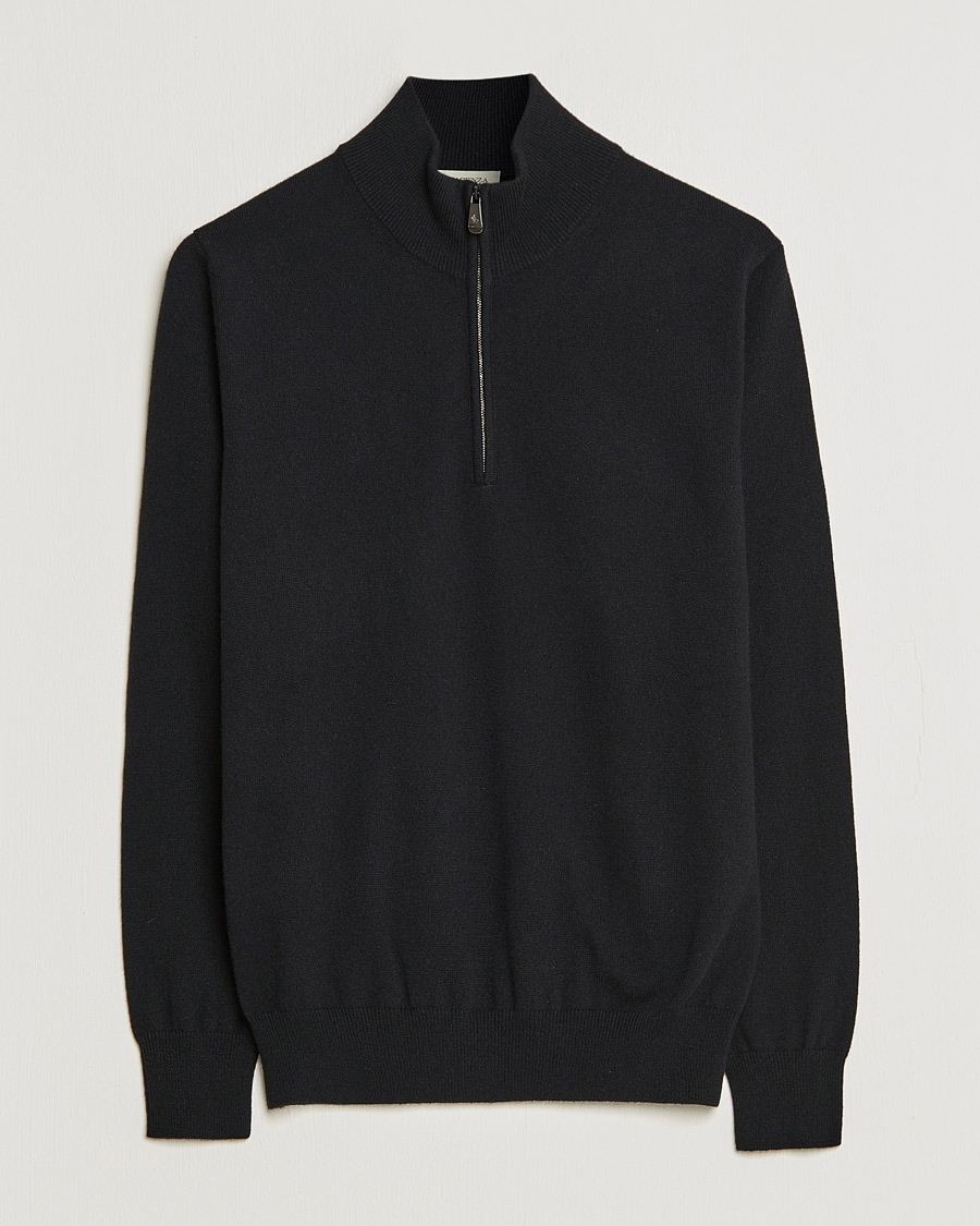 Heren | Truien | Piacenza Cashmere | Cashmere Half Zip Sweater Black