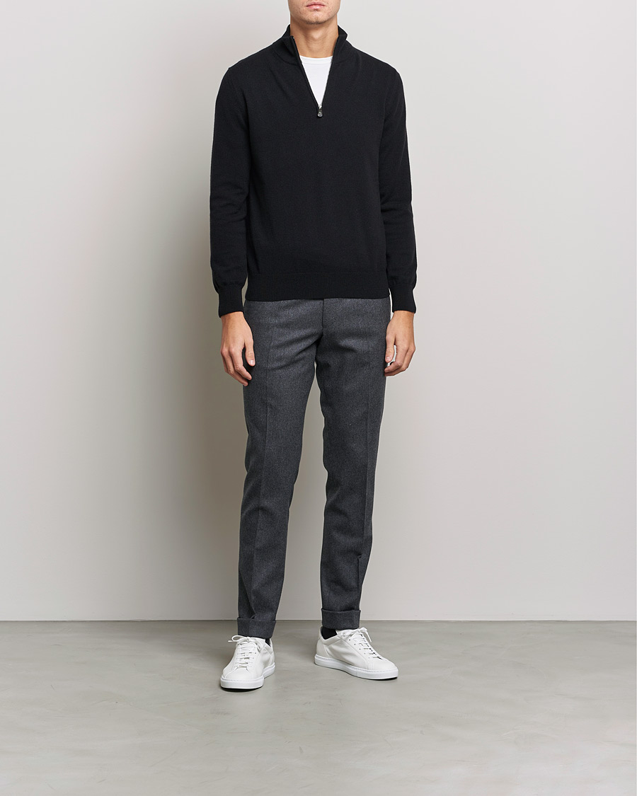 Heren | Truien | Piacenza Cashmere | Cashmere Half Zip Sweater Black