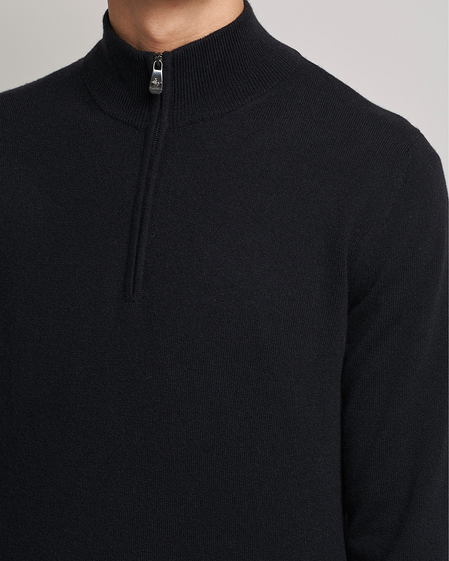 Heren | Truien | Piacenza Cashmere | Cashmere Half Zip Sweater Black