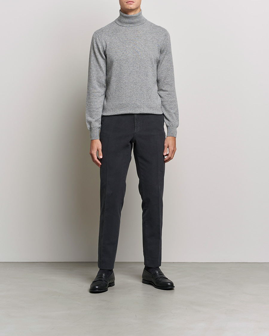 Heren | Truien | Piacenza Cashmere | Cashmere Rollneck Sweater Light Grey