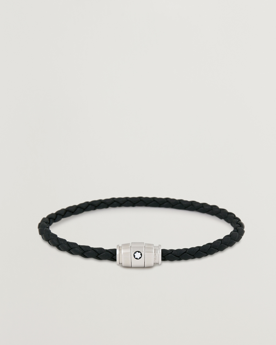 Heren | Sieraden | Montblanc | Bracelet Steel 3 Rings Leather Black