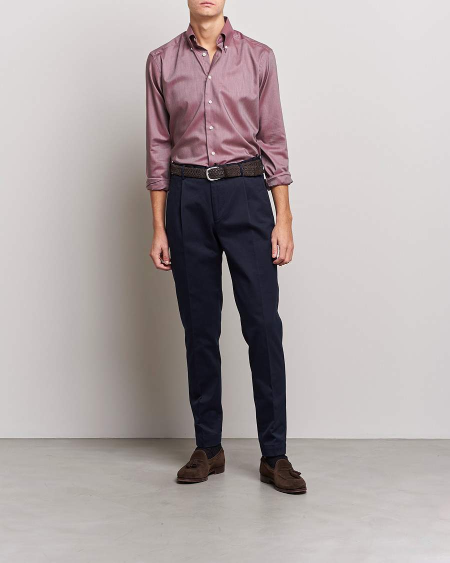 Heren | Overhemden | Eton | Wrinkle Free Button Down Oxford Shirt Red