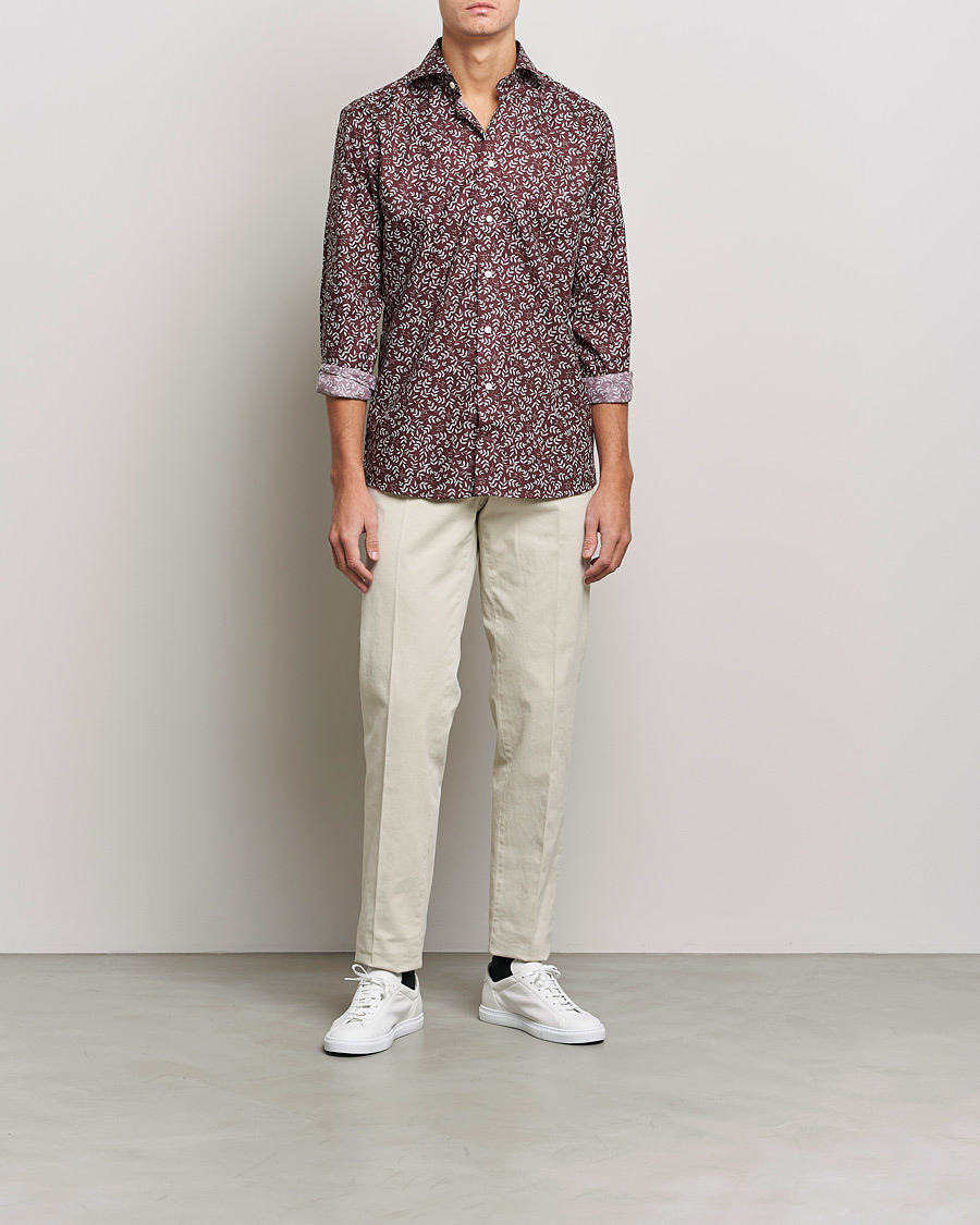 Heren | Overhemden | Eton | Twill Melange Shirt Red Floral