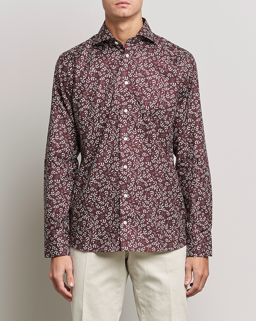 Heren | Overhemden | Eton | Twill Melange Shirt Red Floral