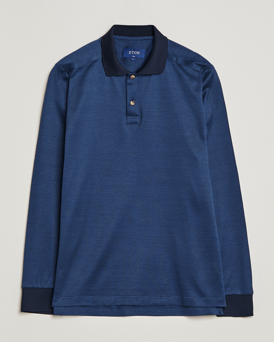 Homme | Pulls Et Tricots | Eton | Knit Jaquard Polo Shirt Blue