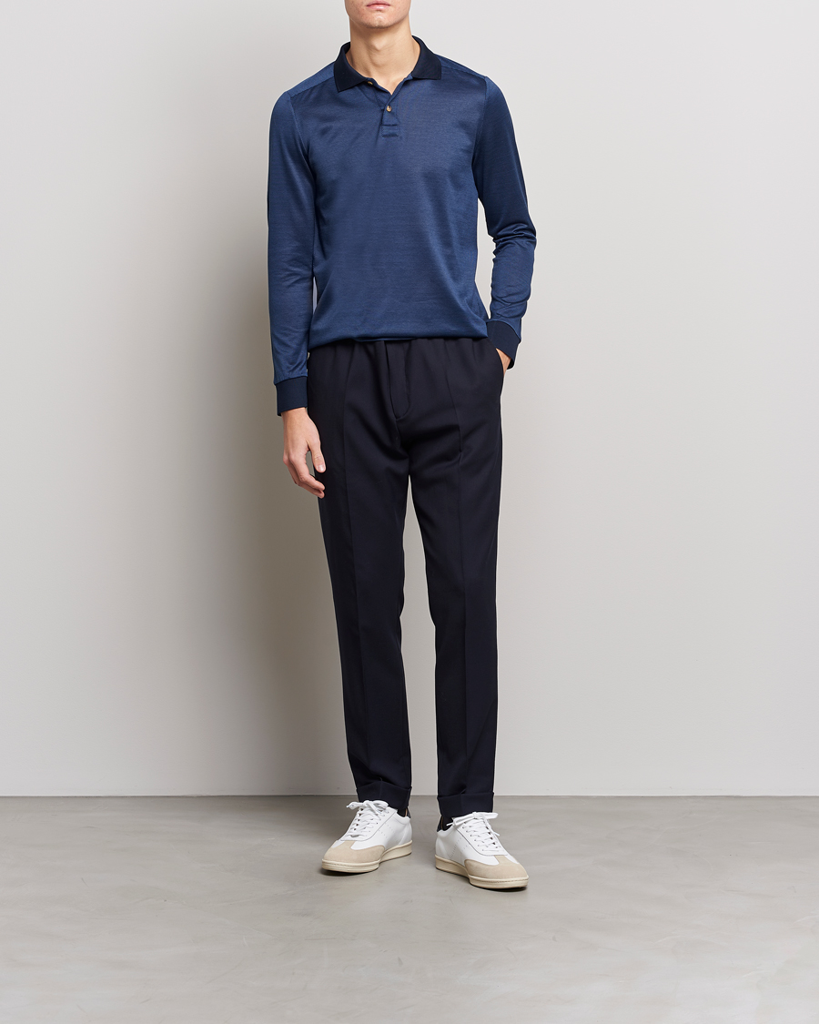 Homme | Pulls Et Tricots | Eton | Knit Jaquard Polo Shirt Blue