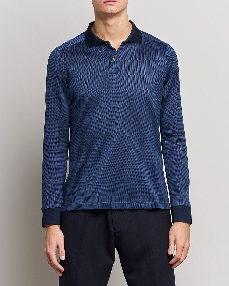 Homme | Pulls Et Tricots | Eton | Knit Jaquard Polo Shirt Blue
