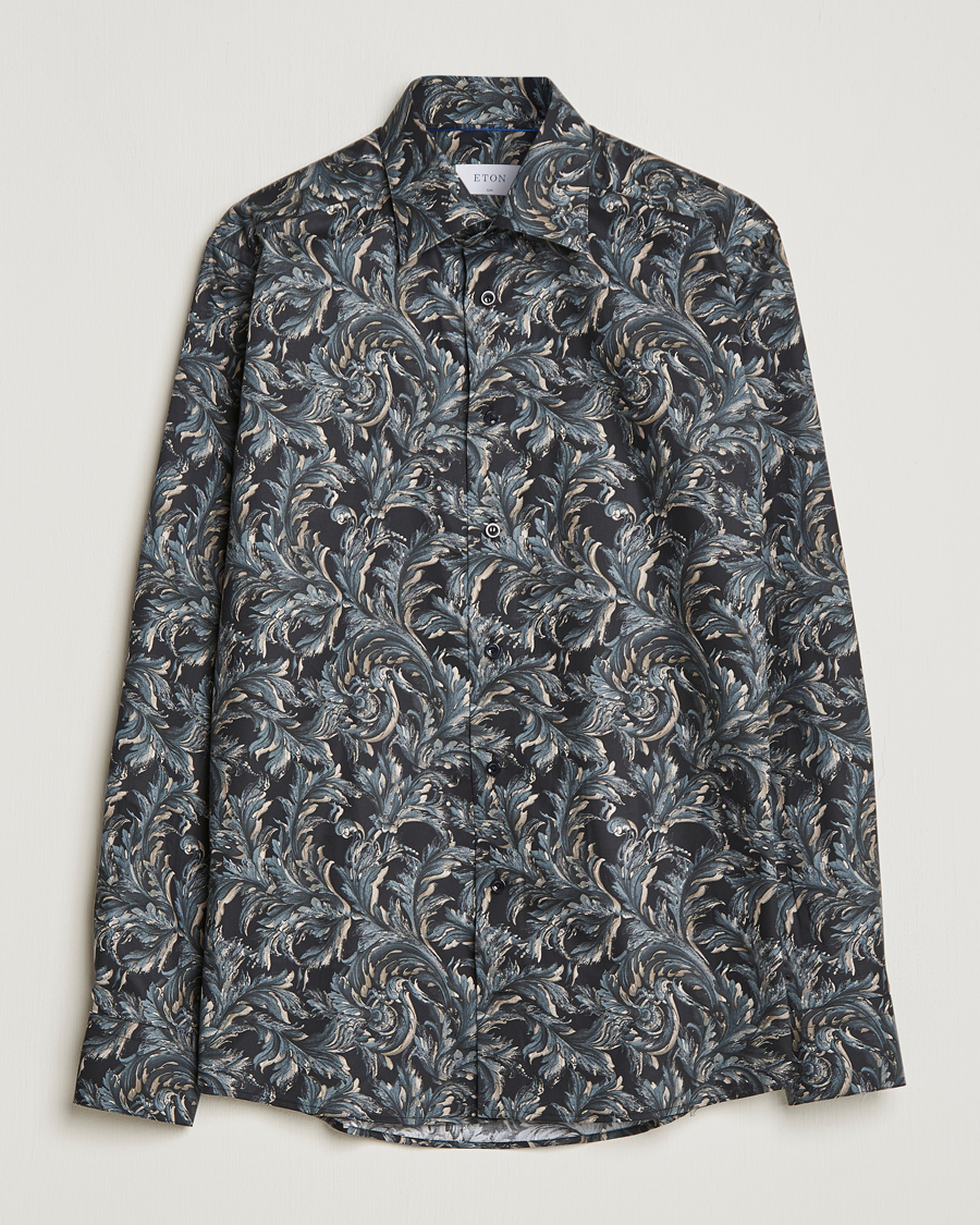 Homme | Chemises | Eton | Floral Signature Twill Shirt Black