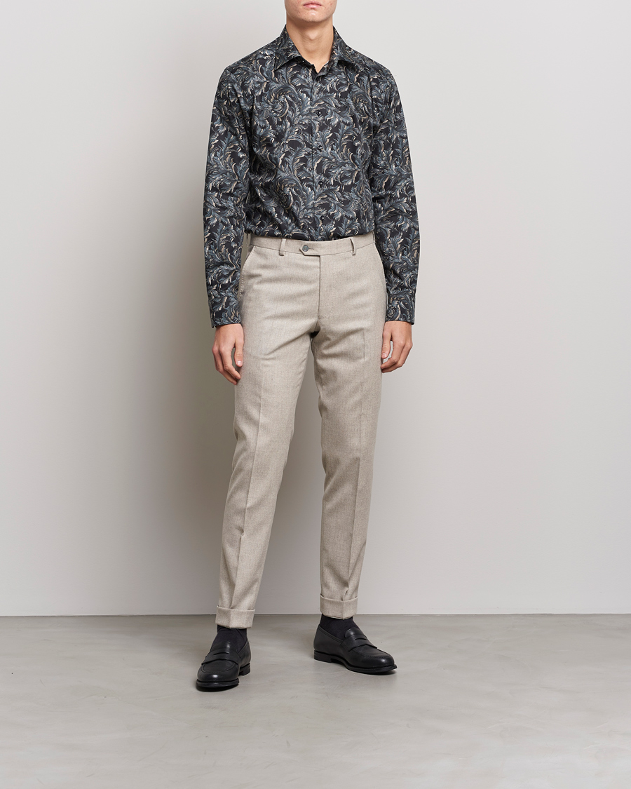 Homme | Chemises | Eton | Floral Signature Twill Shirt Black