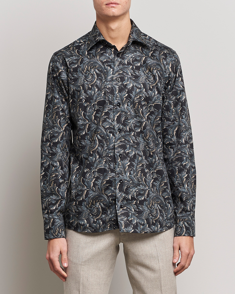 Homme | Chemises | Eton | Floral Signature Twill Shirt Black
