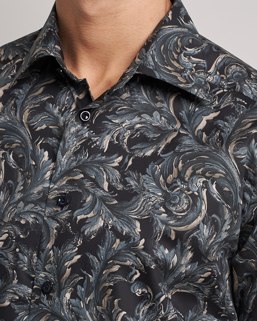 Homme | Chemises | Eton | Floral Signature Twill Shirt Black