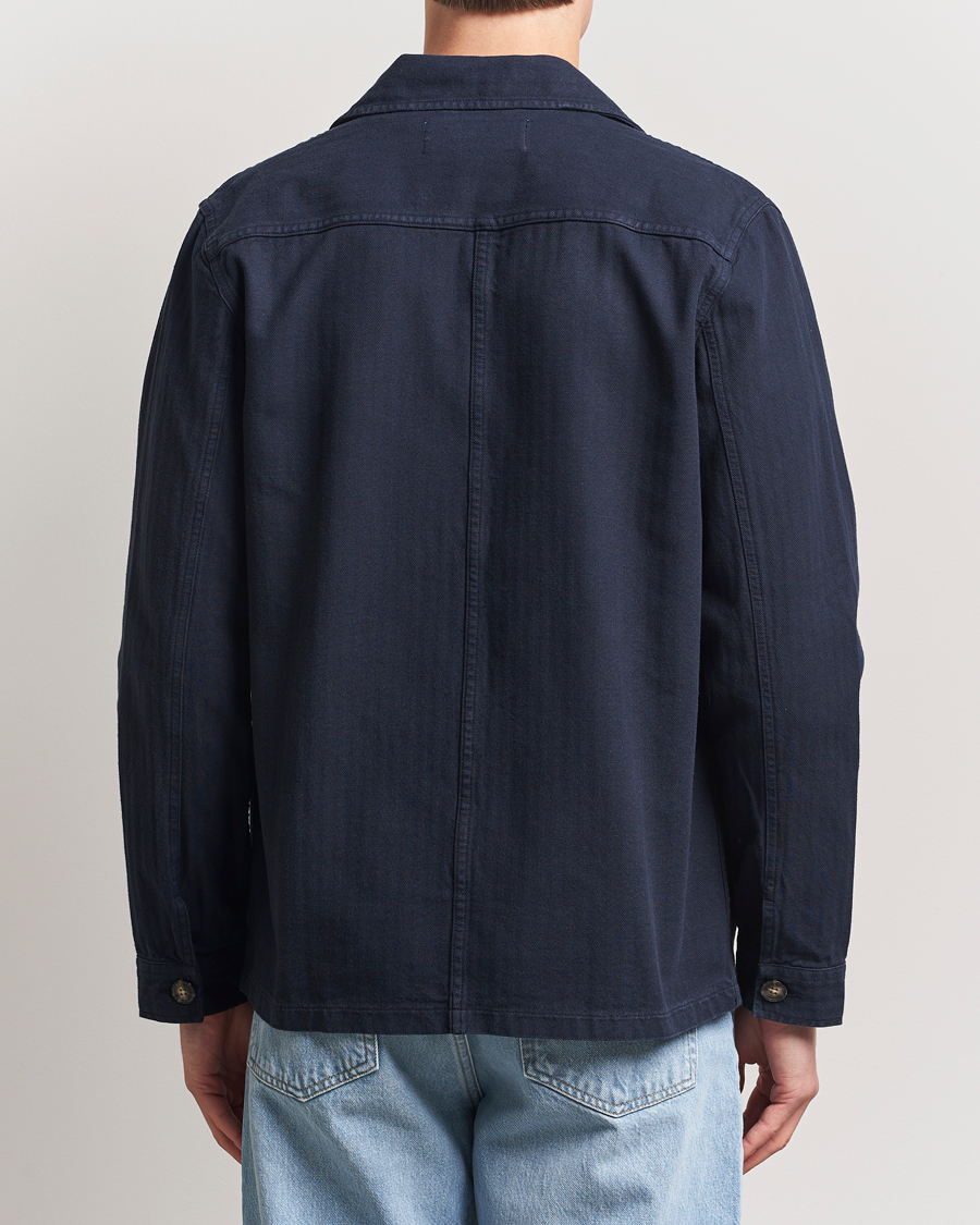Homme | Chemises | A Day's March | Herringbone Overshirt Navy