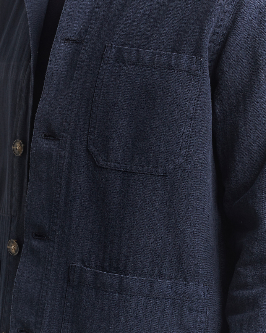 Homme | Chemises | A Day's March | Herringbone Overshirt Navy
