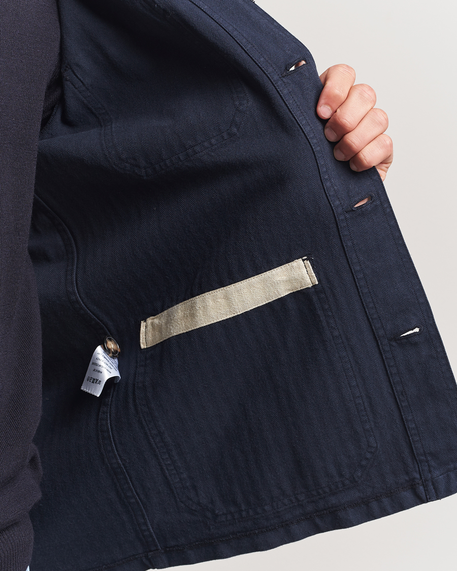 Homme | Chemises | A Day's March | Herringbone Overshirt Navy