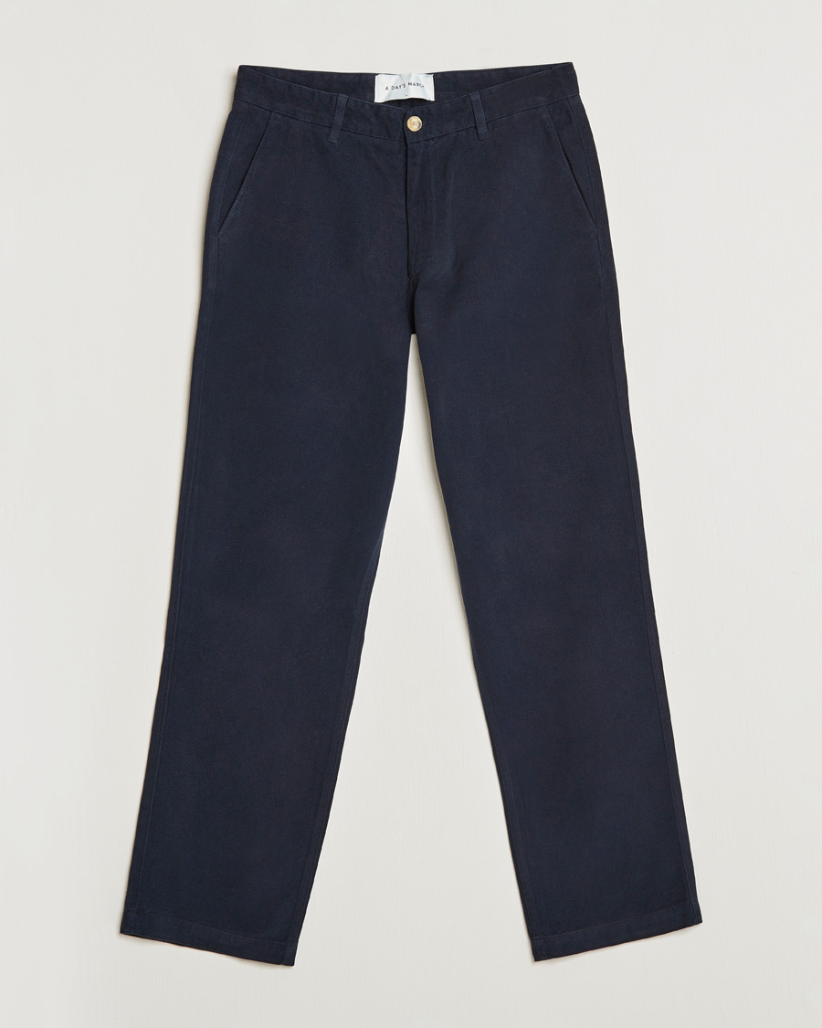Heren | Broeken | A Day's March | Redwood Cotton/Tencel Trousers Navy