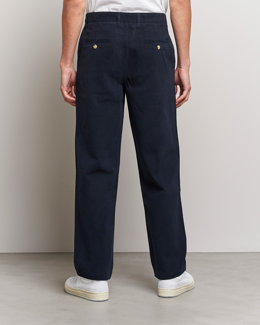 Heren | Broeken | A Day's March | Redwood Cotton/Tencel Trousers Navy