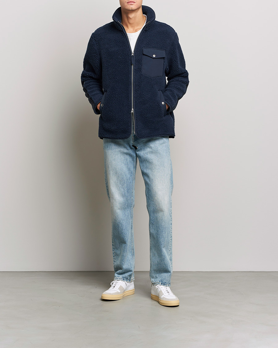 Homme | Pulls Et Tricots | A Day's March | Tone Pile Fleece Jacket Navy