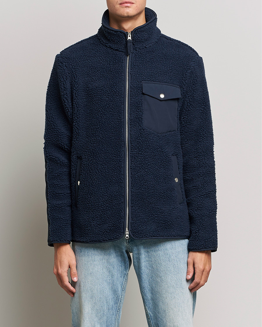 Homme | Pulls Et Tricots | A Day's March | Tone Pile Fleece Jacket Navy