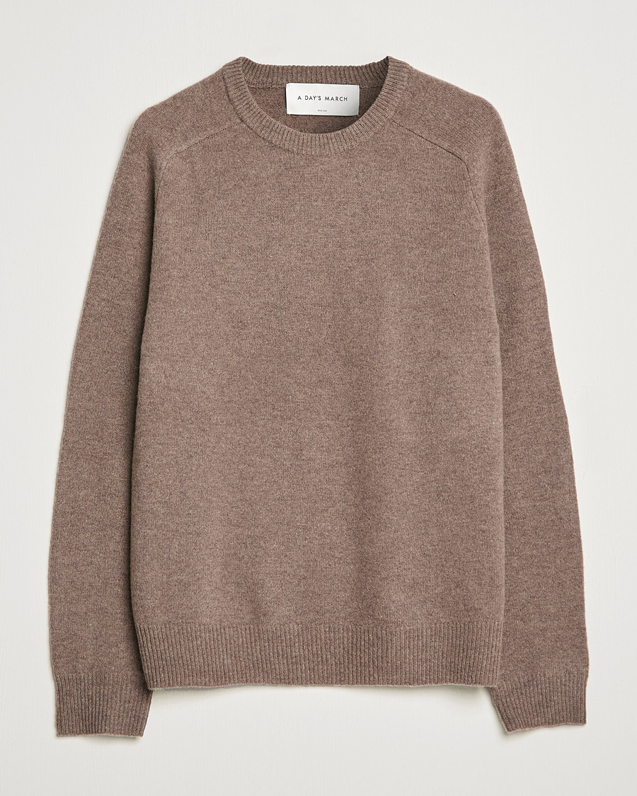 Homme | Pulls Et Tricots | A Day's March | Brodick Lambswool Sweater Taupe Melange