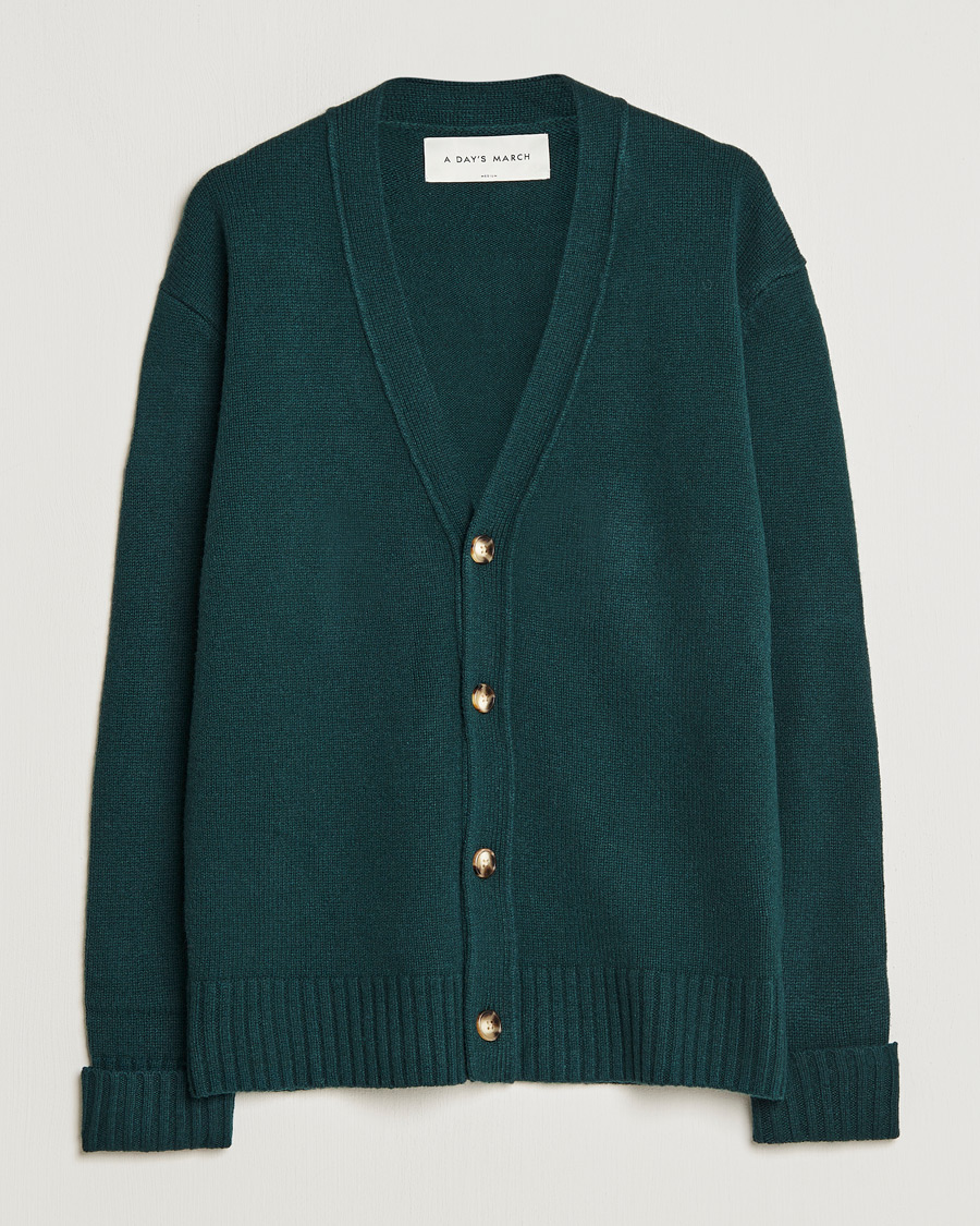 Homme | Pulls Et Tricots | A Day's March | Snag Lambswool Cardigan Bottle Green