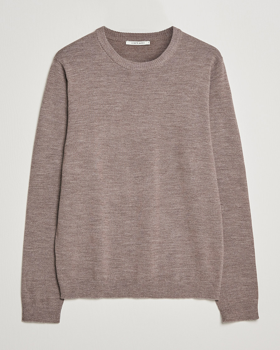Homme | Pulls Et Tricots | A Day's March | Alagón Merino Crew Taupe Melange