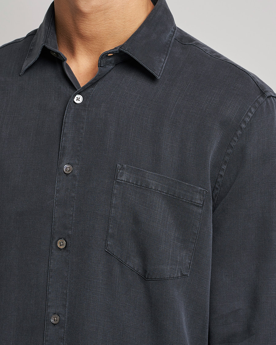Heren | Overhemden | A Day's March | Daintree Tencel Shirt Off Black