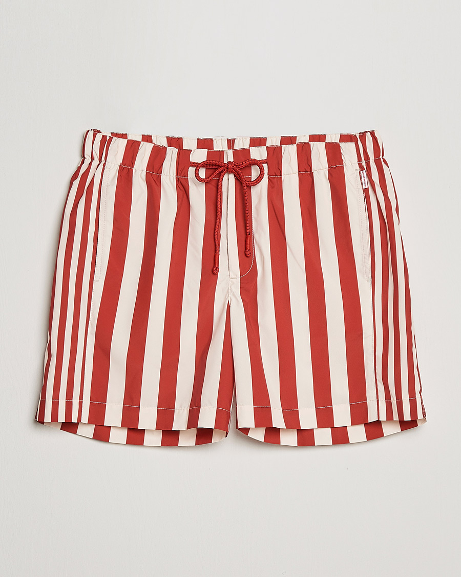 Homme | Maillots De Bain | Orlebar Brown | Bulldog Drawcord Mix Stripe Swim Shorts Vermillion