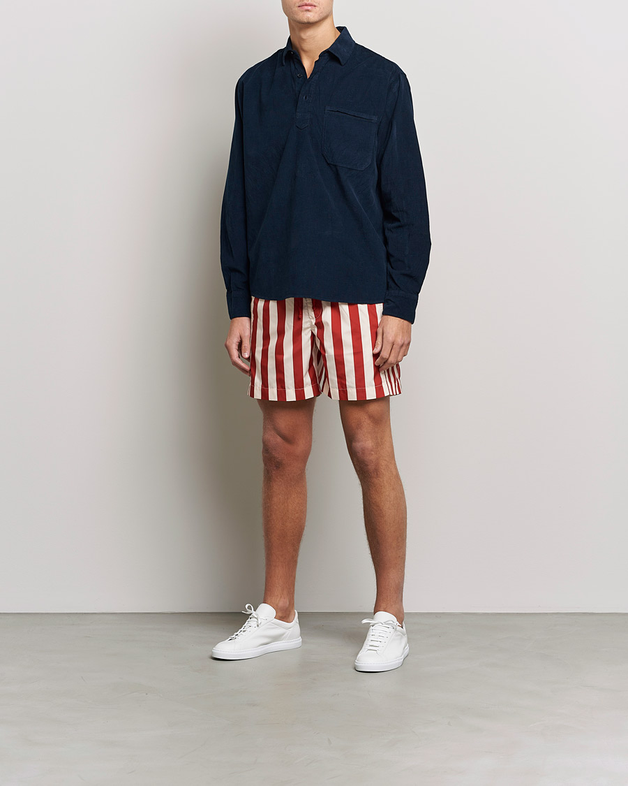 Homme | Maillots De Bain | Orlebar Brown | Bulldog Drawcord Mix Stripe Swim Shorts Vermillion